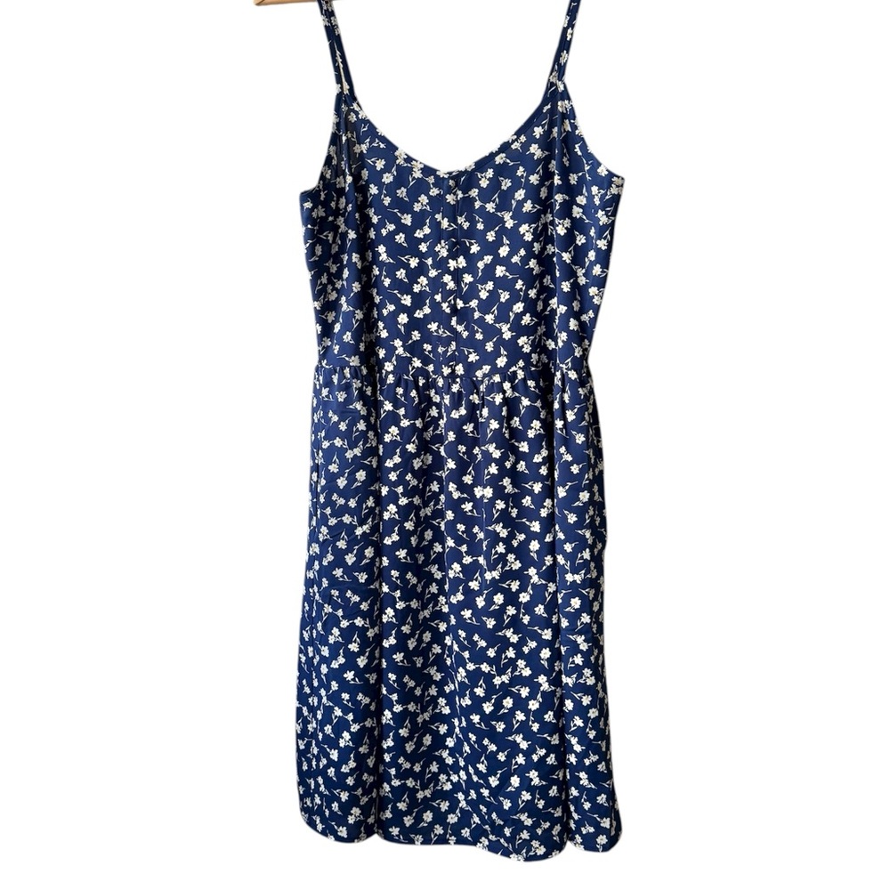 Has POCKETS - Blue & White Floral Sundress - Size L